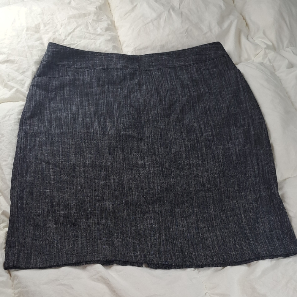 Larry Levine SPT Stretch SZ 12 Business Casual Skirt Gray Zip Side Straight 22"